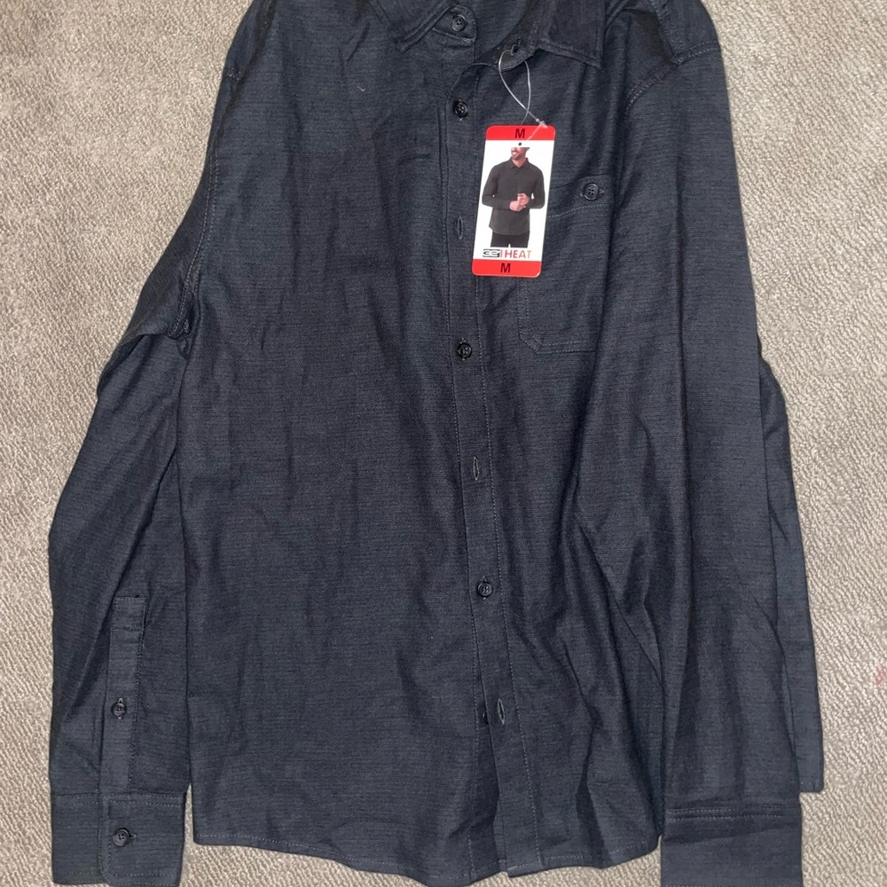 32 Degrees Men's Dark Gray Casual Button-Down Shirt